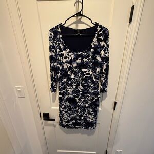 INC International Concepts Navy and White Floral Dress
